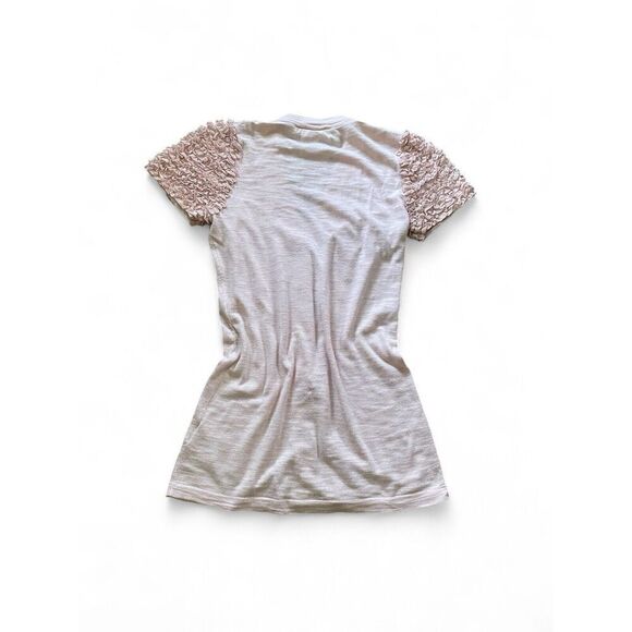 Twelve by twelve Los Angles Pink Ruffle Lace Sleeves Buttons down Women's Top - Picture 3 of 9